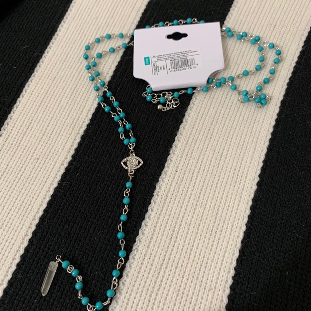 Target Turquoise Bead/Crystal Eye Necklace - Picture 3 of 7